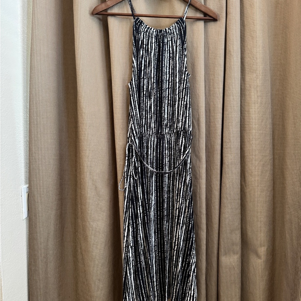 LOFT Black and White Halter Style Maxi Dress